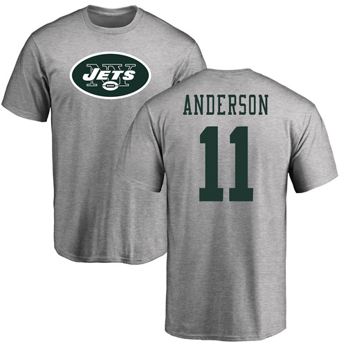 New York Jets Men Ash Robby Anderson Name and Number Logo NFL Football #11 T Shirt